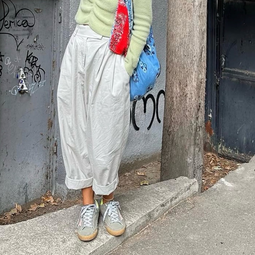 COS pleated barrel-leg cotton trousers